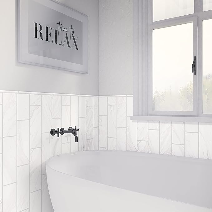 Daltile Perpetuo 4" X 12" Glazed Ceramic Wall Tile in Satin Timeless White (28 pieces per carton) (10.64 sqft per carton)