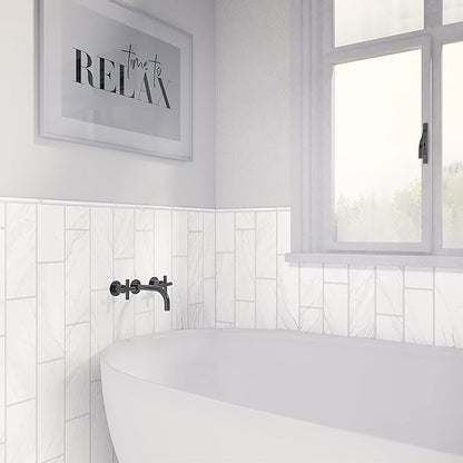 Daltile Perpetuo 4" X 12" Glazed Ceramic Wall Tile in Satin Timeless White (28 pieces per carton) (10.64 sqft per carton)