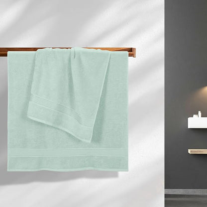 Cotton 2 Pack Oversized Bath Towel Set 28x55 inches, Large Bath Towels, Ultra Absorbant Compact Quickdry & Lightweight Towel, Ideal for Gym Travel Camp Pool - Sea Green