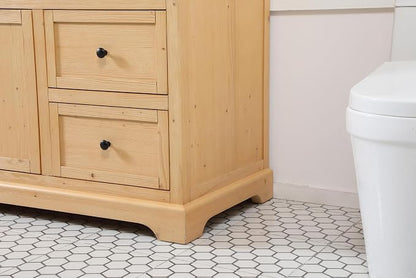 60" Pre-Assembled Bathroom Vanity with Sink, Solid Birch and MDF, Carrara White Marble Countertop Attached, Single Rectangle Porcelain Sink, 6 Soft-Close Drawers, Natural Wood