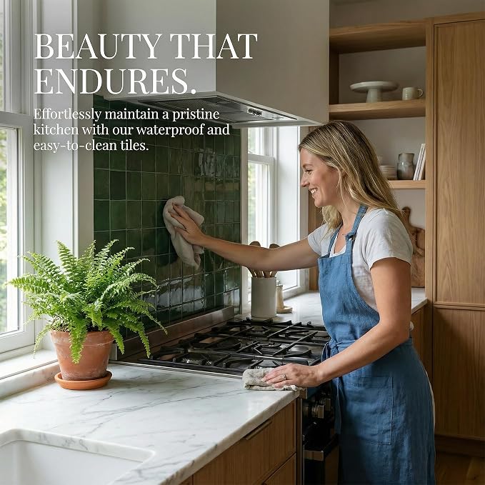 Sage Green 24 Sheets 6x6 Inch Peel and Stick Subway Tile Backsplash, Self Adhesive Wall Tiles for Kitchen Bathroom, Thick Waterproof Heat Resistant, Easy Install No Grout, Renter Friendly