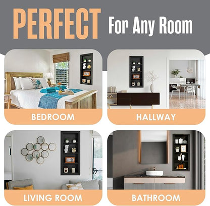 Houseables Recessed Medicine Cabinet, Recessed Wall Niche, in Wall Medicine Cabinet, Bathroom Niche, Insert for Drywall, Between Studs Shelf Replacement, Without Mirror, No Mirror, 14x36 ID, 17x38 OD
