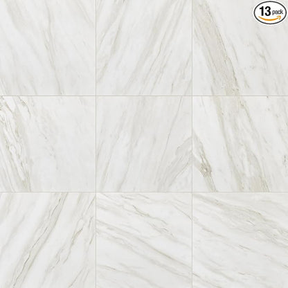 Daltile Perpetuo 12" x 12" Porcelain Marble Look Wall & Floor Tile in Matte Timeless White (13 pieces per carton) (12.22 sqft per carton)