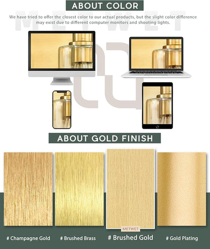 4-Light Brushed Gold Bathroom Vanity Light, Clear Cylinder Glass | 24.5" modern bathroom light fixtures over mirror, E26 base, bulbs not included, VL143-BG-4