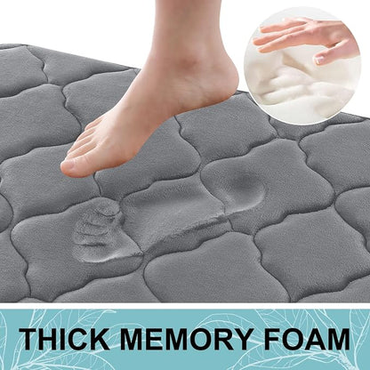 OLANLY Memory Foam Bath Mat Rug 47x20, Ultra Soft and Absorbent Bathroom Rugs, Non-Slip, Comfortable, Machine Washable Bath Carpet for Bathroom Floor, Tub, Shower and Home Decor Accessories, Dark Grey