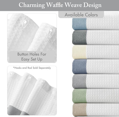 Madison Park Spa Waffle Shower Curtain Pieced Fabric with 3M Scotchgard Moisture Management Modern Home Bathroom Decorations, Wide 108"x72", Grey | Striped, Pieced Fabric Design, 3M Scotchgard Moisture Management, Hotel Quality, Modern, for Bathroom, O...