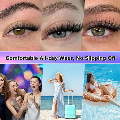 Lash Clusters, DIY Cluster Eyelash Extensions 9‑16mm, 40D+50D, 280pcs Fluffy D Curl Natural Lashes–Fake Cat Eye Wispy Individual Clusters