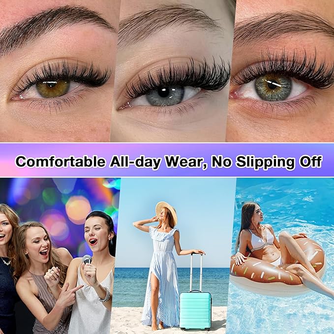 Lash Clusters DIY Cluster Eyelash Extensions 280pcs 9‑16mm 50D Fluffy D Curl Natural Volume Lashes–Waterproof Fake Cat Eye Individual Soft Lash Clusters（16MIX2-1-S）