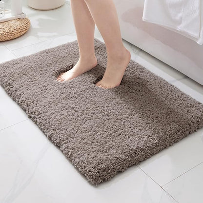 ILANGO Camel Bathroom Rugs 32" × 20" Non Slip & Super Absorben Extra Thick Soft, Washable Bath Mat for Floor, Microfiber Plush Shaggy Bath Rug with Tub for Bathtub Shower Room Sink
