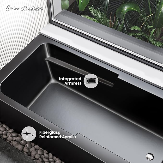 Voltaire 60" x 30" Right-Hand Drain Alcove Bathtub with Apron in Matte Black
