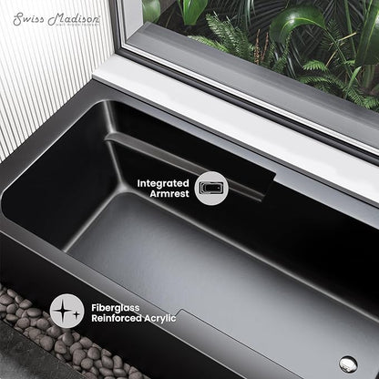 Voltaire 60" x 30" Right-Hand Drain Alcove Bathtub with Apron in Matte Black