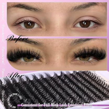 Lash Extension Kit DIY Individual Lash Clusters Kit Full 50D with Lash Bond and Seal and Lash Applicator, 9-16mm Clusters Eyelash Extension Kit at Home (Full 50D, 9-16mm, Kit)