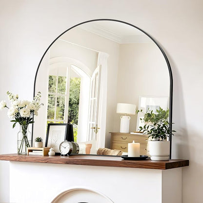 Arched Bathroom Mirror 42x42 Inch, Bathroom Mirror for Over Sink, Wide Wall Mounted Vanity Mirror with Aluminum Frame & Tempered Glass, Ideal for Bedroom, Entryway, Living Room, Mantel, Gold
