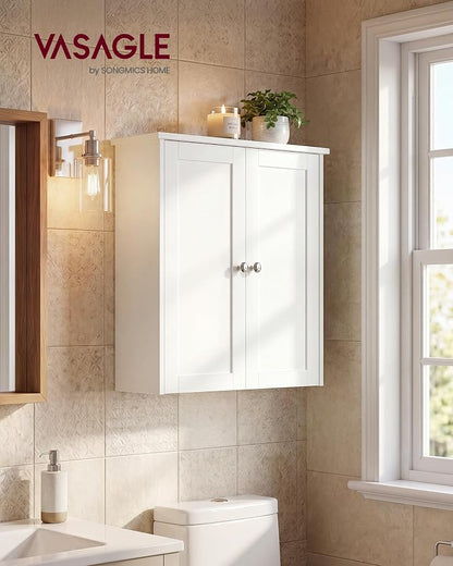 VASAGLE SIREN Collection Bathroom Wall Cabinet, Hanging Storage | Bathroom storage cabinet, for medicines, farmhouse, 2 adjustable shelves, 7.9 x 17.7 x 23.6 Inches