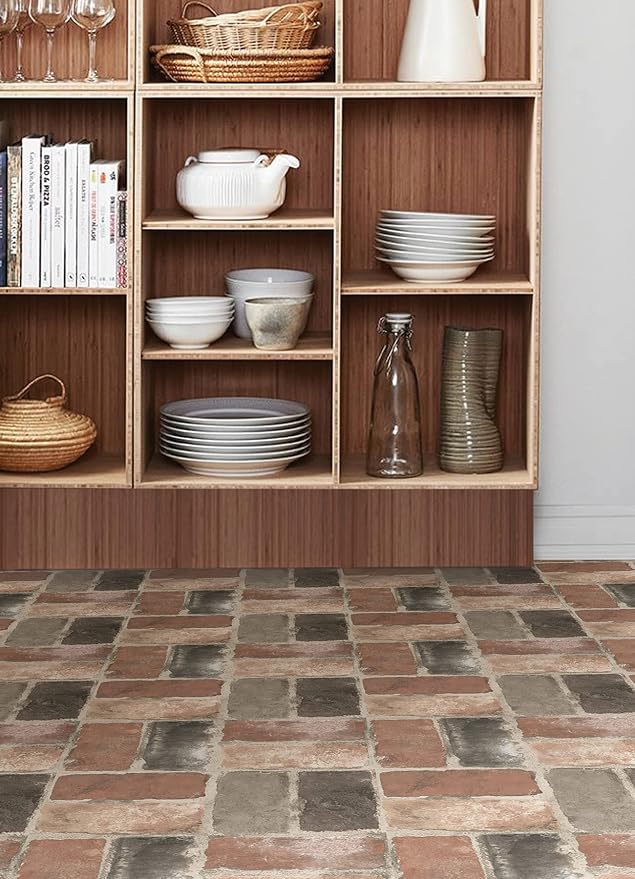 FloorPops Harvard Brick Red Peel & Stick Floor Tiles