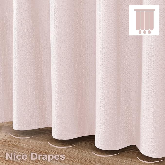 OVZME Berry Pink Shower Curtain, Embossed Textured Fabric Shower Curtain for Bathroom - Soft Cloth & Hotel Spa Luxury, Water Repellent, Machine Washable Long Shower Curtain, 72X78, Pink