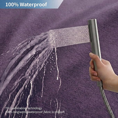 Waterproof Fabric Shower Curtain,No Liner Needed,72x72,Purple | 2-in-1 Design,Linen Textured,100% Waterproof TPU-Laminated Backing,Magnetic Weighted,Machine Washable,For Bathroom,Hotel