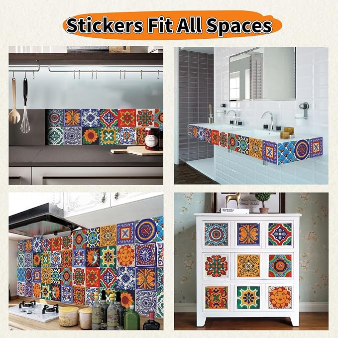 24 PCS Peel and Stick PVC Tile Stickers Waterproof Removable | for Kitchen Bathroom Backsplash, Waterproof Self-Adhesive Removable Decals, Easy DIY Decor, Smooth Surfaces, 5.91x5.91in