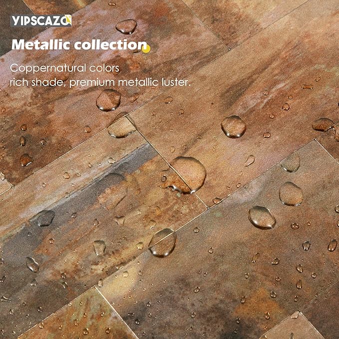 Yipscazo Peel and Stick backsplash 3 x 6 Inches 3D PVC Composite Wall Tile Stick on Backsplash Tile for Kitchen Bathroom, Laundry Room, Fireplace(Copper, 100 Pieces)