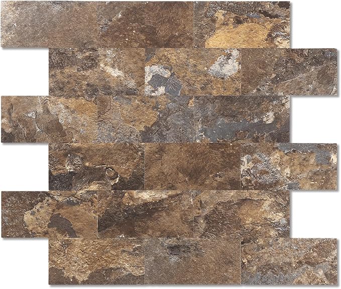 2026 New Upgrade Peel and Stick Backsplash Tile, Peel and Stick 11.34" X 11.57" Wall Tile for Kitchen, Bathroom, Fireplace, Laundry (Brown Stone Rock, 20 Packs)