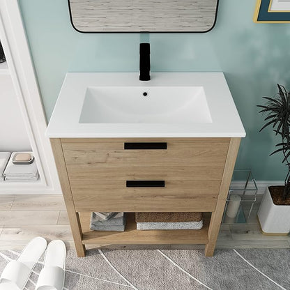 30 Inch Modern Bathroom Vanity with Soft Close Door and Ceramic Sink