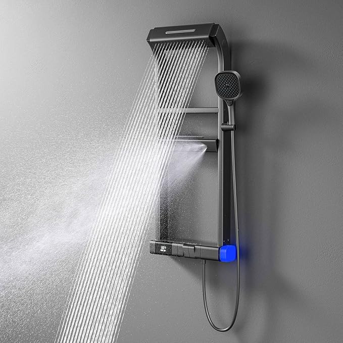 BEITH Thermostatic Shower System, 2025 Upgraded 6 Functions Piano Key Design Shower Set, 40x10cm Shower Faucet Sets Complete and Handheld, LED Digital Display, Bathtub Faucet, 59A Copper