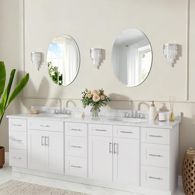 28x20 Inch Bathroom Mirrors for Over Sink, Frameless Mirrors for Wall | Beveled Bathroom Mirror, Bathroom Vanity Mirror for Bedroom Living Room Entryway Home Decor