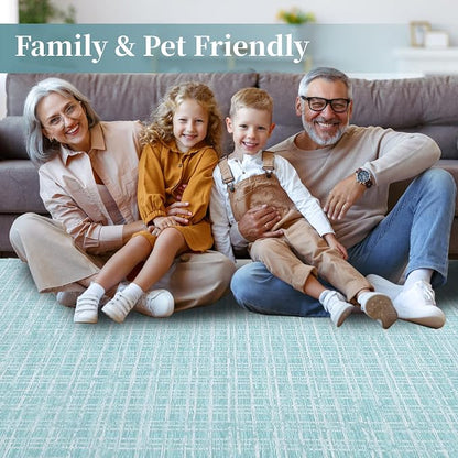 Washable Rugs 10x13 Rug for Living Room Modern Bedroom Rug Aesthetic Green Large Area Rug Non Slip Throw Rugs Soft Low Pile Stain Resistant Carpet for Dining Room 10'x13' Mint Green