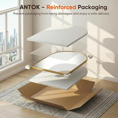 Antok Arched Bathroom Mirror, 20"x30" Wall Mounted Mirror, Vanity Mirrors for Over Sink, Aluminum Alloy Frame Bathroom Mirrors Living Room, Bedroom and Entryway, Gold