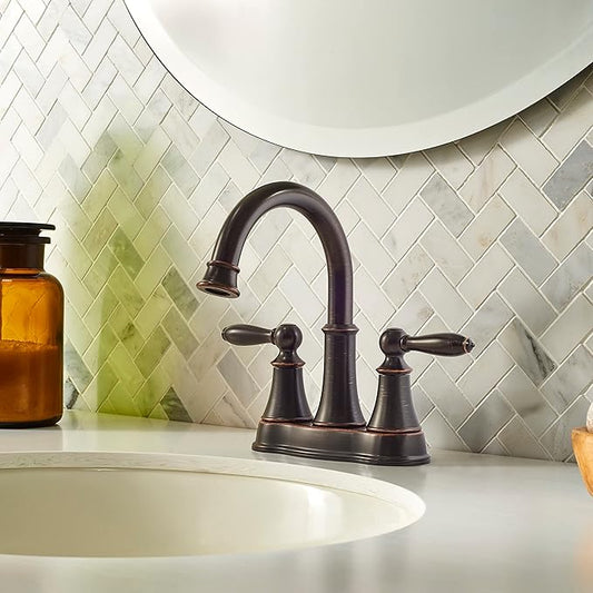 Pfister Courant Bathroom Sink Faucet, 4-Inch Centerset, 2-Handle, 3-Hole, Tuscan Bronze Finish, LF048COYY