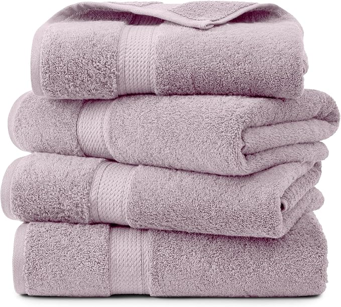 Superior Egyptian Cotton Plush & Absorbent, Bath Towel Set of 4, Purple | Quick Dry, Soft Luxury Towel Set, Bath Essentials for Bathroom, Guest Bath, Spa, 4 Piece Bath, Madeline Towels