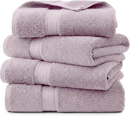 Superior Egyptian Cotton Plush & Absorbent, Bath Towel Set of 4, Purple | Quick Dry, Soft Luxury Towel Set, Bath Essentials for Bathroom, Guest Bath, Spa, 4 Piece Bath, Madeline Towels