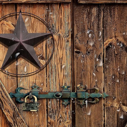 Texas Star Western Barn Door Shower Curtain Sets for Bathroom,Cowboy Hat Boots Wheel Decor Curtain, Vintage Rustic Wooden Board Farmhouse Bath Curtain with Hooks, 54X70IN
