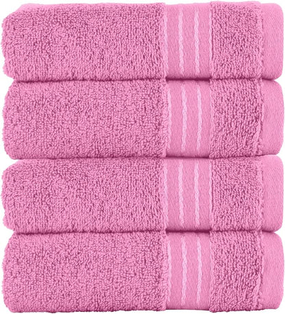 Elegant Comfort Premium Turkish Cotton 4 Pack Hand Towel Set - 16 x 28 inch, Luxurious Hotel Spa Quality 100% Turkish Cotton 4PC Hand Towel Set - Highly Absorbent - Soft Bathroom Towels, Light Pink