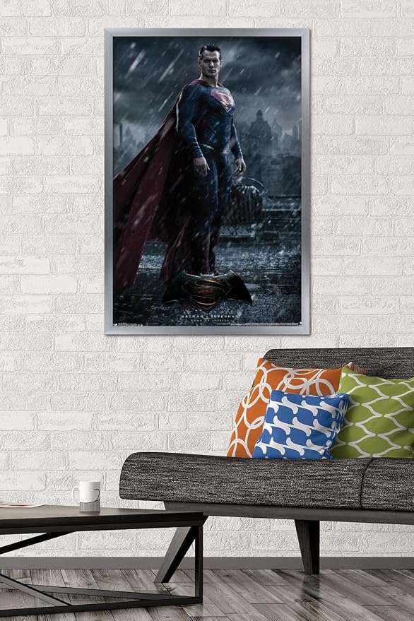 Trends International DC Comics Movie - Batman v Superman - Superman Wall Poster, 22.375" x 34", Silver Framed Version