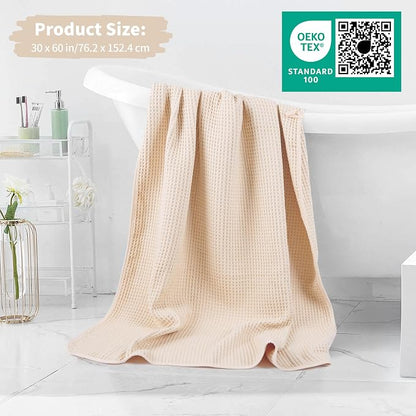 MICROFI New Microfiber Waffle Bath Towels, 2 Pieces, Oversized, Soft, Absorbent, Fast Drying, Lint Free 430 GSM (30''x60''/76cm x 152cm)