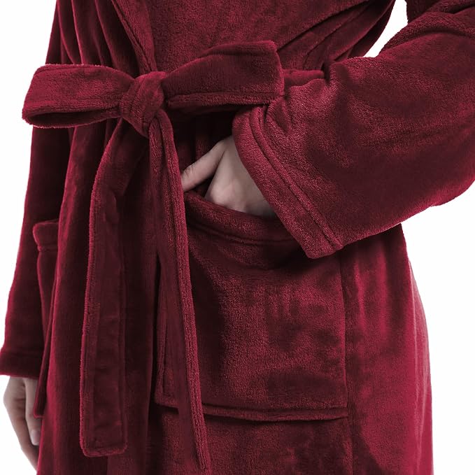 Fluffy Soft Robes for Women, Warm Fleece Womens Robe, Cozy Bathrobe | Plush Bathrobe for Women, Long Fuzzy Lightweight Bath Robe with Pockets for Shower Spa Hotel House Pool