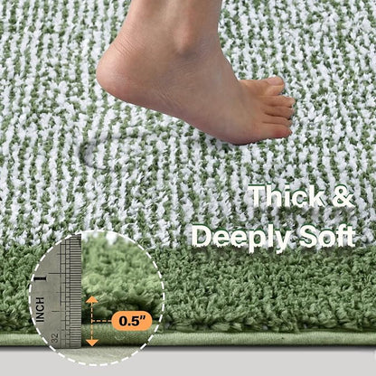 70x24 Long Bathroom Rugs Washable Non Slip, Matcha Green Bath Mat for Bathroom Floor Tub, Soft Absorbent Quick Dry Mats for Shower,Bathtub,Home Decor