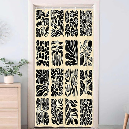 JAWO Retro Shower Curtain Vintage Abstract Boho Floral Shower Curtains for Bathroom Decor Pink Black Botanical Geometric Groovy Aesthetic Pattern Shower Curtain Sets with Hooks,47X64IN