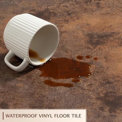 Peel and Stick Floor Tile, 30 PCS 12" x 12" Waterproof Marble Texture Luxury Vinyl Tiles, Easy DIY Self Adhesive Vinyl Flooring for Bathroom, Kitchen, Living Room, Rust Granite