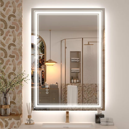 24x36 LED Bathroom Mirror with Lights | Dimmable, Backlit and Front Lighted Mirror, Anti-Fog, Shatterproof, Memory, ETL Listed (Horizontal/Vertical)