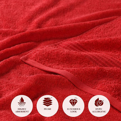 Superior Egyptian Cotton 3-Piece Towel Set, Assorted Towels for Home Bathroom, Master, Guest Bath, Decor Essentials, Includes 1 Bath, 1 Hand, 1 Face Towel/Washcloth, Quick Dry, Absorbent, Red