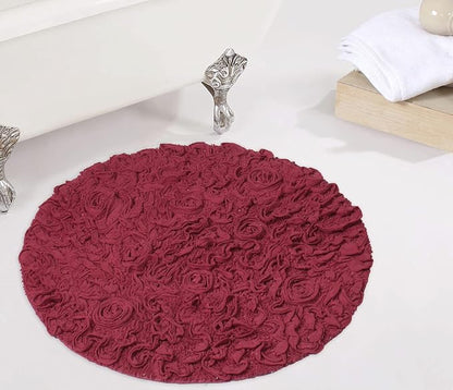 Home Weavers Bell Flower Collection 100% Cotton Tufted Bath Rugs, Extra Soft and Absorbent Bath Rugs, Non-Slip Bath Mats, Machine Washable, Bath Mats for Bathroom Floor and Tub, 30" Round, Red