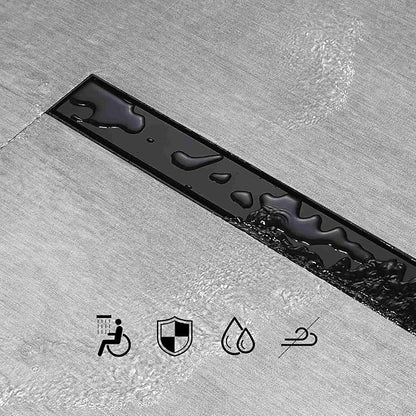SaniteModar Linear Shower Drain 40 inch Matte Black with Tile Insert Panel | AISI 304 Stainless Steel Black Linear Dain Rectangle Shower Floor Drain with Hair Strainer and Leveling Feet