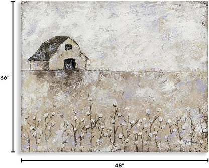 White Barn Distressed Landscape, 36 x 48 Inch Canvas Wall Art | Stupell Industries · By Britt Hallowell · Ready to hang · Rustic farmhouse charm for any room · Made in USA