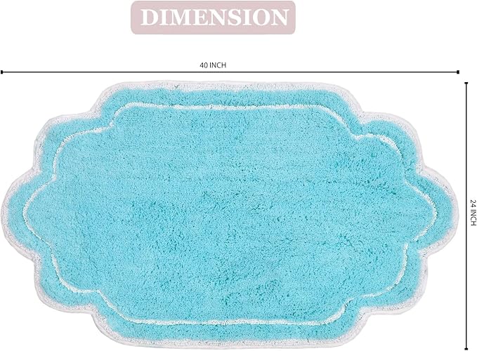 Home Weavers Allure Collection 100% Cotton Tufted Bathroom Rug, Soft and Absorbent Bath Rugs, Non-Slip Bath Carpet, Machine Wash Dry Bath Mats for Bathroom Floor, 24"x40" Bath Rug, Turquoise