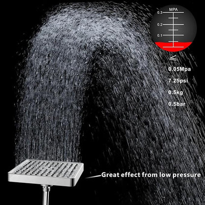 Voolan High Pressure Rain Shower Head - Luxury Modern Look - The Adjustable Replacement For Your Bathroom Showerhead - 6" Square High Flow Pressure Boosting Showers (Chrome)