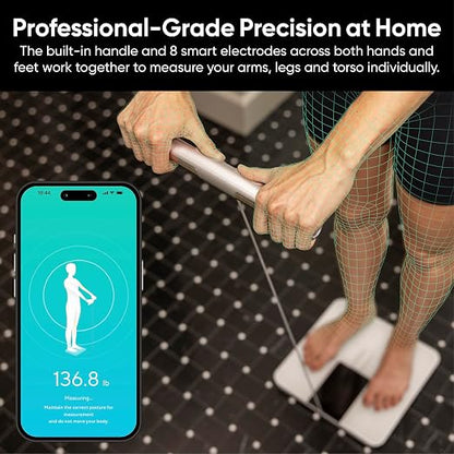 Wyze Smart Scale BodyScan with Handle, 8-Electrode Body Composition Scale | Segmental Analysis, Scale for Body Weight, BMI, Body Fat & Muscle Mass, 4.7-inch LED Display, 400 lbs Capacity