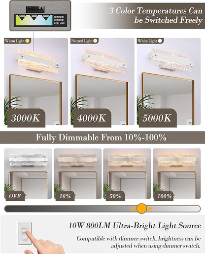 Brushed Nickel Bathroom Vanity Light, 16.5 Inch 10W Dimmable LED Bathroom Light Fixture Over Mirror, Modern Crystal Bar Wall Sconce Lighting for Bath, 3CCT, OS-MM5001-2BN