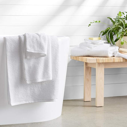 Amazon Basics 100% Cotton Soft Quick-Dry 8-Piece Towel Set, Bath Towels, Hand Towels, Washcloths, White, Compact & Lightweight